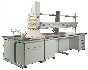 Romerotech Fixed - Modular `C` frame bench support system with fixed height option. Tested to EN 13150 with 200kg. Choice of mobile or suspended cabinets from the extensive standard range. Robust over bench shelving system with stepless adjustment.